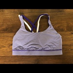 Purple and White Striped Lululemon Sports Bra, Size 6